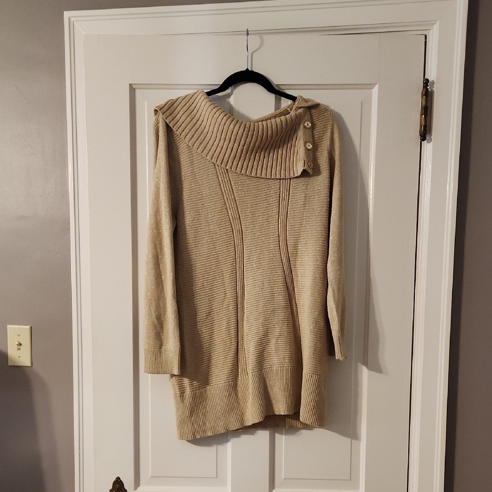 Cream Cowl Neck Sweater with Relaxed Fit